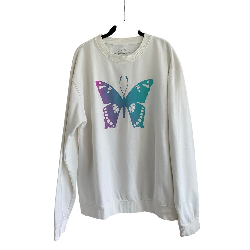 Hi Res Crewneck Butterfly Pullover Oversized Sweatshirt Size Medium